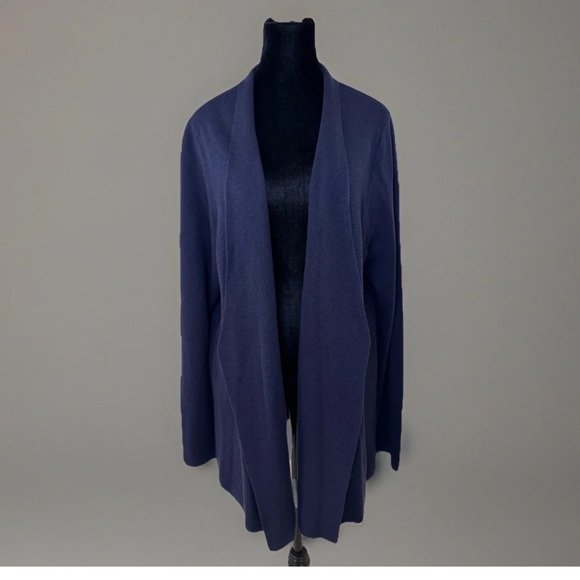 Eileen Fisher Cardigan Sweater Sz 2X Silk Tencel Office Boho Lagenlook Blue EUC - Picture 1 of 6